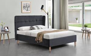 China Velvet Grey  Lisbon Double Bed Bed Frame Medium Firmness OAK Plastic Legs factory