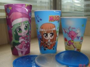 China PLASTIC LENTICULAR Food Grade Customized 3D lenticular Straw Cups plastic flip changing cup with Lid on sale
