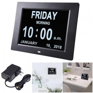 China 8 inch LED digital day clock for elderly,digital photo frame alarm factory