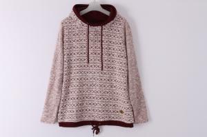 China Burgundy Terry Cloth Sweatshirt Womens 53% Cotton 47% Polyester factory