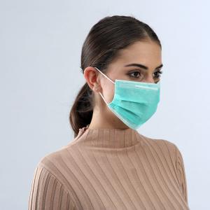 China Green Color Disposable Medical Face Mask With Elastic Ear Loop Safe Breathable factory