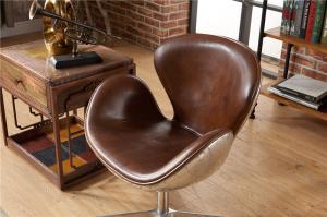 China Industrial Loft Leather Office Swan  Chair Thick Aluminium Sheet Full handwork Craft factory