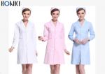 Short Sleeve White / Pink Nurse Uniform Dress With Long Style Coat