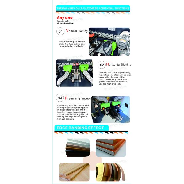 SKY390 Woodworking Machine Automatic Edge Banding Machine with Fine Trimming 0.6Mpa