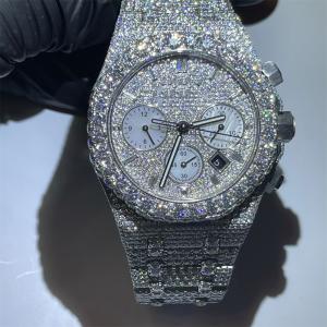 China Custom VVS Lab Moissanite Diamond Watch Iced Out Hand Setting Bezel on sale