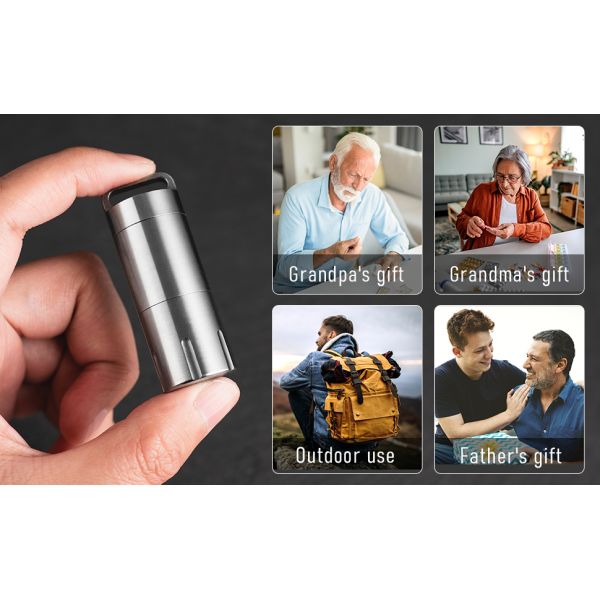 Titanium Small Pill Holder Keychain, Portable Pill Case Waterproof Pocket Pill Box Container Carrier To Hold Pills