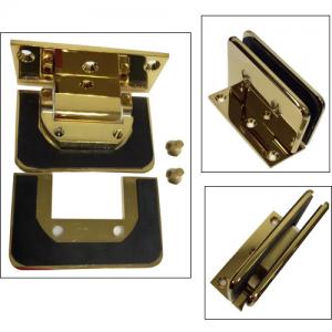 China Gold plated shower hinge with C hole glass cut to cut--Similar Dorma style on sale