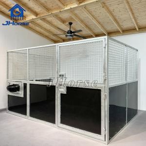 China Mobile Painted 12ft Standard Size HDG HDPE Horse Stable Stall Panels Barn With Feeder factory
