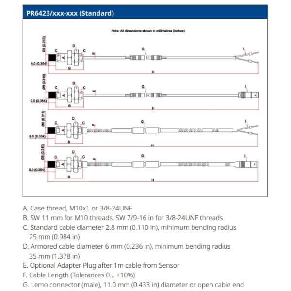 PR6423/009-010-CN EPRO Eddy Current Sensor 115mm Case Thread With Adapter Plug