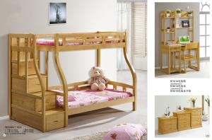 China Modern beech Wooden Bunk bed,double bunk bed,double decker bed home furniture factory