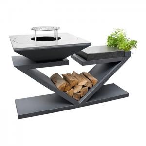 China Outdoor High Temperature Black Painted Wood-burning Steel Barbeque Charcoal Grill factory