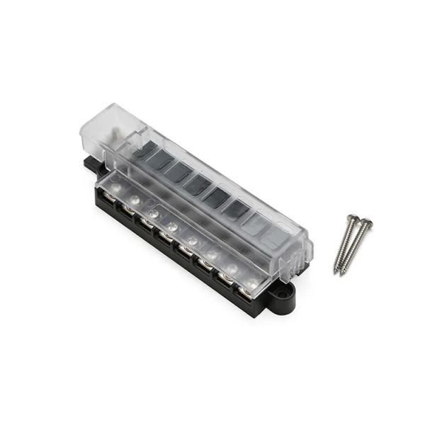 Fuse Box 4 8 Way 12V Auto Marine ATC / ATO Blade ST Fuse Block Holder with Cover 30A Per Circuit Screw Pan