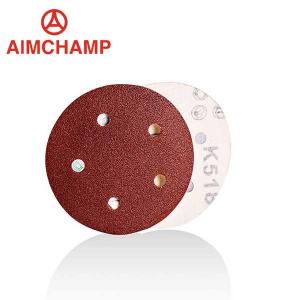 China 5 Inch 125mm Red Aluminum Oxide Sand Paper Metalworkig Rust Removal Sanding Disc on sale