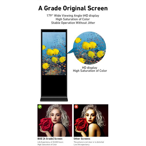 55inch LCD Advertising Kiosk 400cd/M2 USB Interface Digital Signage LCD Display