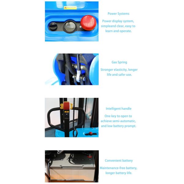 Electric Forklift Capacity 1ton Full Electric Stacker for Warehouse