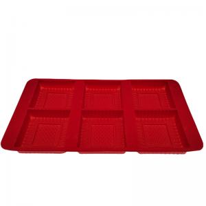 China Red Velvet Plastic Blister Tray Six Compartments Blister Pack Tray For Snacks factory