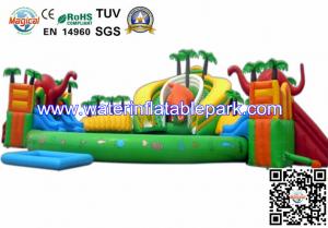 China Outdoor Inflatable Water Park For Kids , Large Inflatable Water Slides With Pool factory