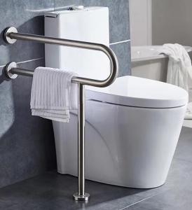 China Rust Proof U Shaped Floor Mounted Grab Bars With Polished Chrome Brushed Nickel on sale