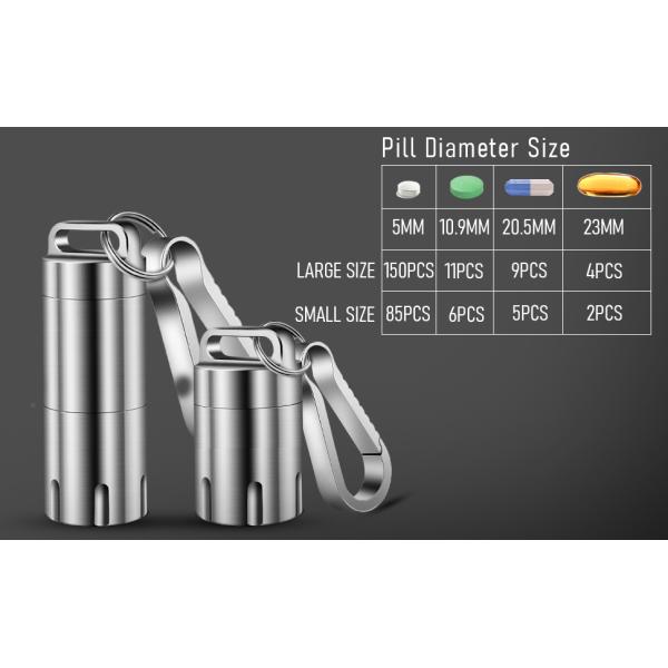 Titanium Small Pill Holder Keychain, Portable Pill Case Waterproof Pocket Pill Box Container Carrier To Hold Pills