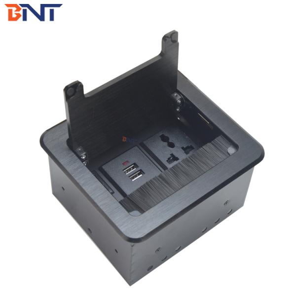 Brushed Aluminum Alloy Desktop Power Sockets With Flip - Open Cover