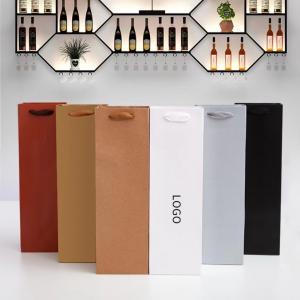 China 157gsm Insulated Washable Brown Paper Wine Bags Die Cut Handle factory