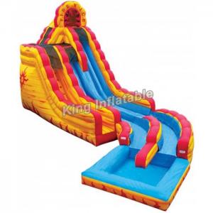 China 20 Feet Big Yellow / Blue Fire & Ice Wet Dry Inflatable Water Slide For Water Park factory