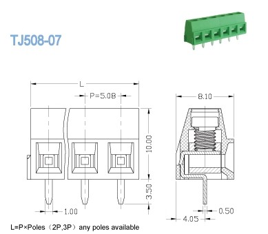 High Voltage Euro PCB Terminal Blocks Electrical Pitch 5.08mm 300V 10A