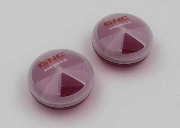 China Round Shape Clear Plastic Pill Box With 3 Cpmpartments / Pill Storage Containers factory