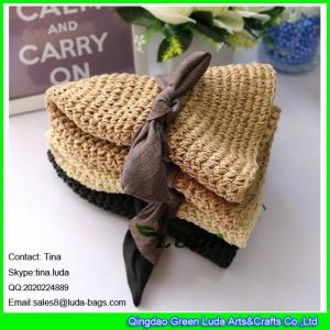 China LDMZ-012 2016 summer hand crochet hat foldable paper straw cap hat with bowknot on sale