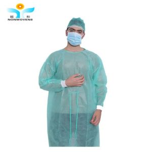 China Non Sterilization Polypropylene Isolation Gown surgical Velcro Cuffs Elastic factory