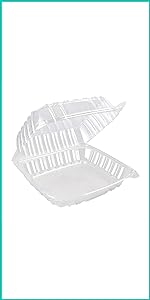 Plastic Clamshell Takeout Tray (50 Count) - Dessert Containers - Plastic Hinged Food Container