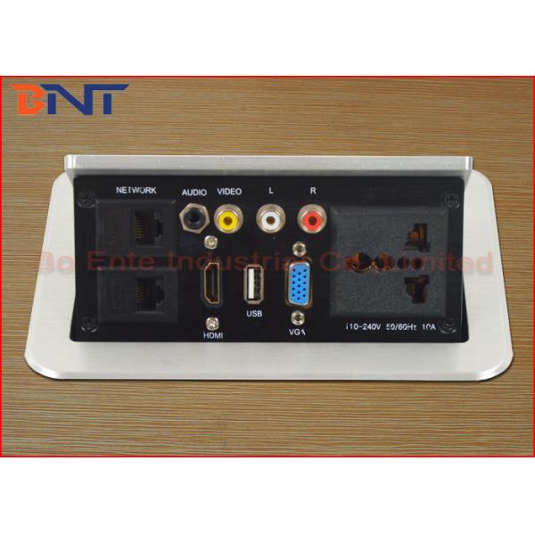 Pop Up Flush Mounted Table Standard Power Socket Conference With RCA / VGA / HDMI