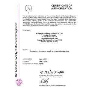 JUNENG MACHINERY (CHINA) CO., LTD. Certifications
