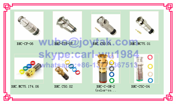BNC gold plated Coaxial Connector BNC Compression for RG174 coax cable 75ohm connector