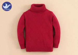 China High Turtle Neck Girls Pullover Sweaters Diamond Knit Pattern Custom Kid Jumper factory