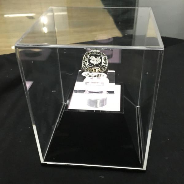 China Acrylic Clear Basketball  MVP Ring Display Case Counter top Plexiglass Champion Medal Cube Holder Box factory