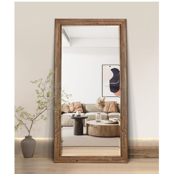 Rectangle Solid Wood Frame Mirror Full Length Dressing Mirror Without Light
