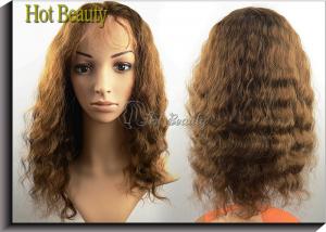 China Curly Glueless Front Lace Wigs Human Hair Brown 12 - 28 Grade 5A factory