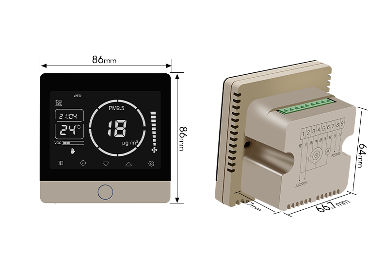 Intelligent HVAC Fresh Air Controller With Touch Button Operation Direct Fan Speed Output