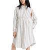China                  Ladies Collared Neck Dresses Long Sleeve Side Pocket Cotton Striped Print Shirt Dress for Women              factory