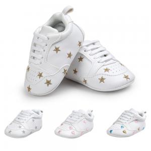 China Amazon hot PU Leather sneakers white casual boy shoes new born kids first walking shoes baby boy factory