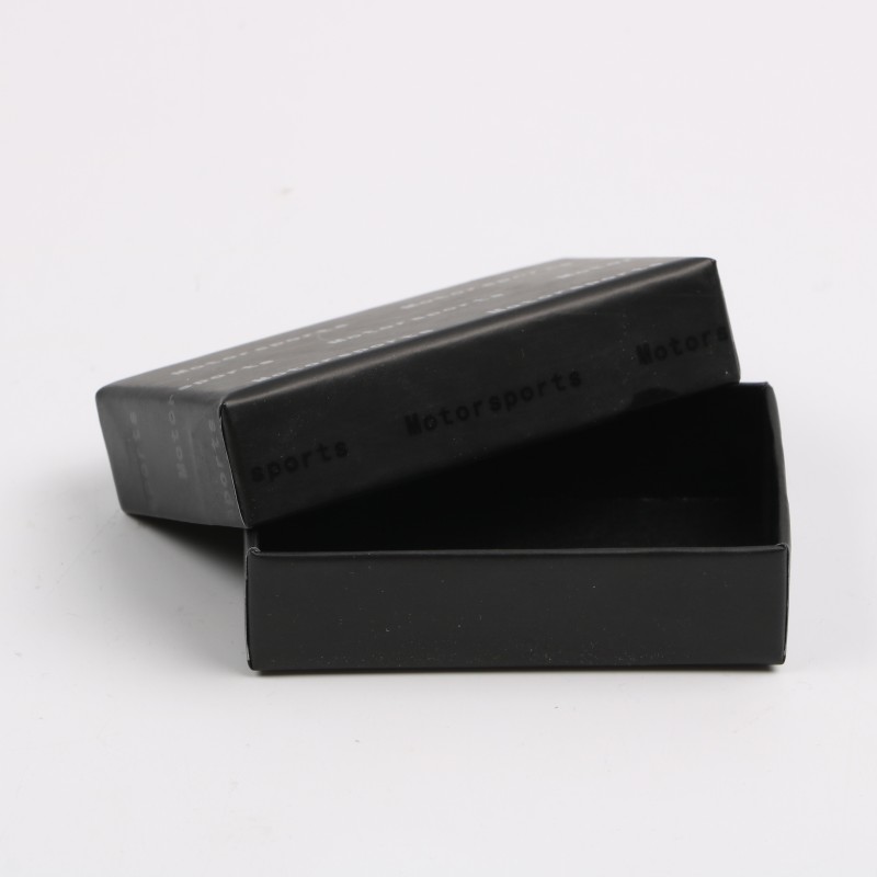 Black Rectangular Rigid Packaging Box Lid And Base Spot UV Single Side Coating Design Rectangular Shape