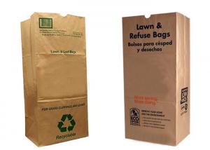 China Large Brown Lawn And Leaf Paper Bag Leak Resistant Poly Lined Wet Waste Refuse factory