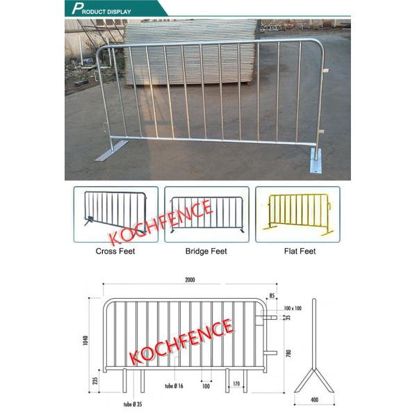 Pedestrian Control Portable Barricade Fencing Simple Design Custom Color