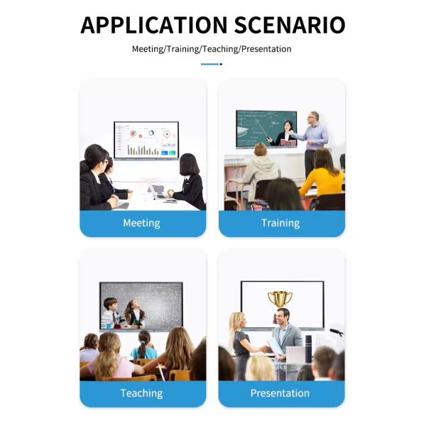 Interactive Whiteboard Flat Panel Smart Touch Monitors TV 4K Ultra HD Screen with All-in-one PC for Business & Teaching