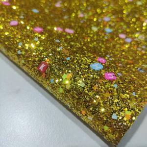 China 50m/Roll Polymer Clay 3D Chunky Glitter Leather Fabric on sale