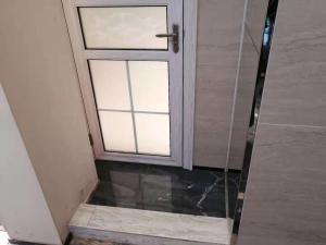 China Solid Wood Grain Hinged Glass Shower Door , 45mm Aluminum Frame Glass Door on sale