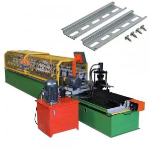 China 0.8-1.2mm Thickness Din Rail Channel Roll Forming Machine Punched Hat Channel Making Machine factory