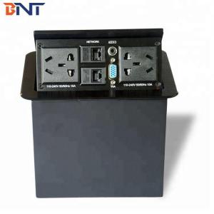 China Office Floor Outlet for Desktop Hydraulic Pop Up Type Power Socket with Aluminum Alloy Panel factory