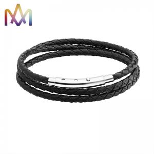 China OEM Multi Layer Braided Leather Bracelet With Magnetic Clasp factory